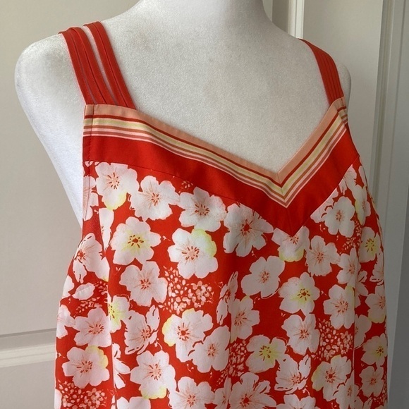 LC LAUREN Conrad large camisole blouse floral orange white - Picture 2 of 11